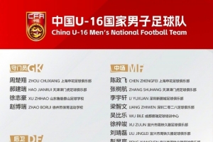 U16国足备战海湾杯名单:刘凯源、李东宸领衔,泰山足校4人入选